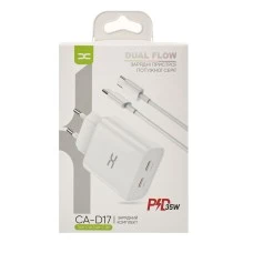 СЗУ-адаптер DC CA-D17 PD 35W (2Type-C) + кабель Type-C - Type-C (Белый) D
